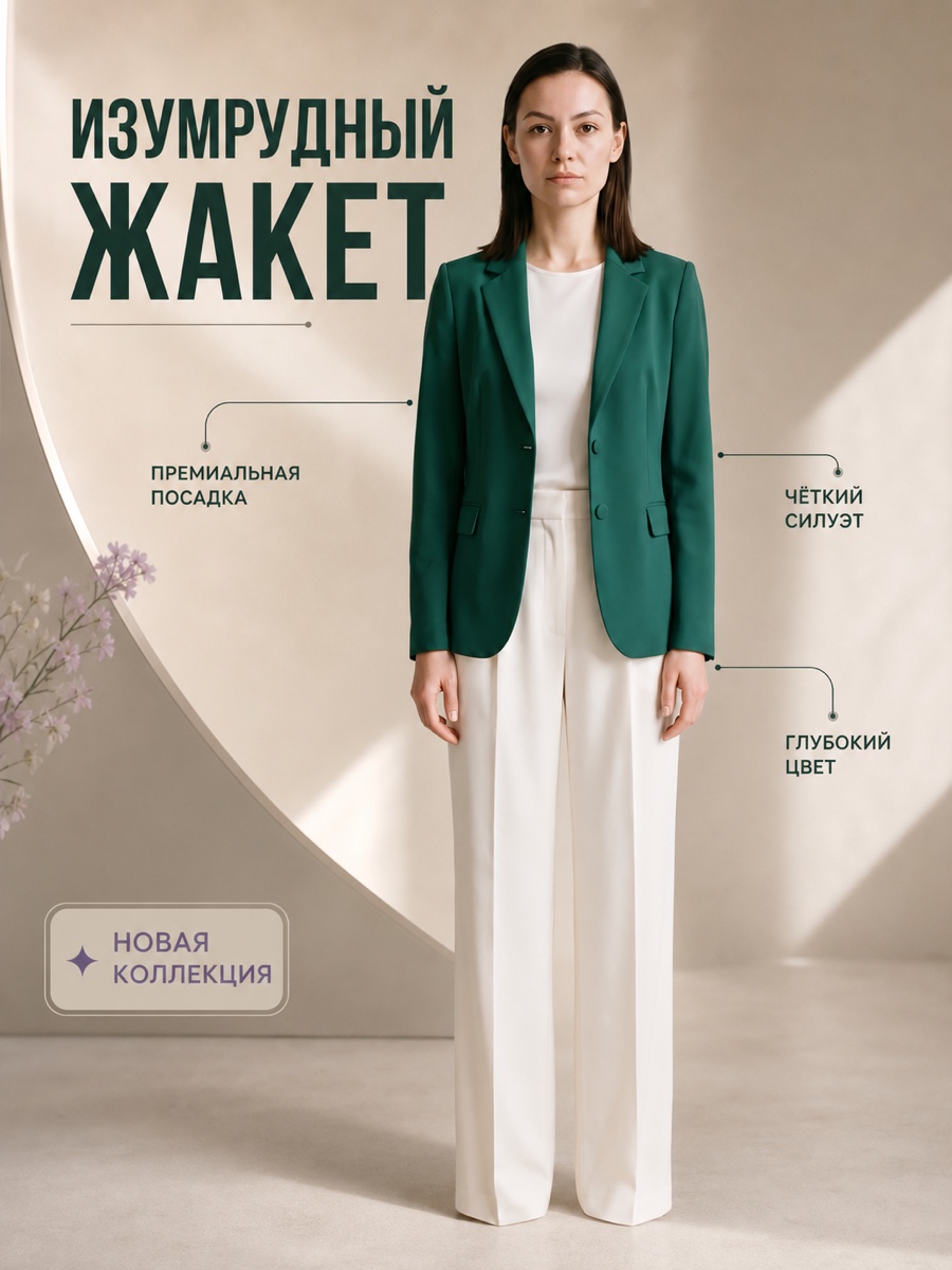Готовая инфографика для карточки изумрудного жакета